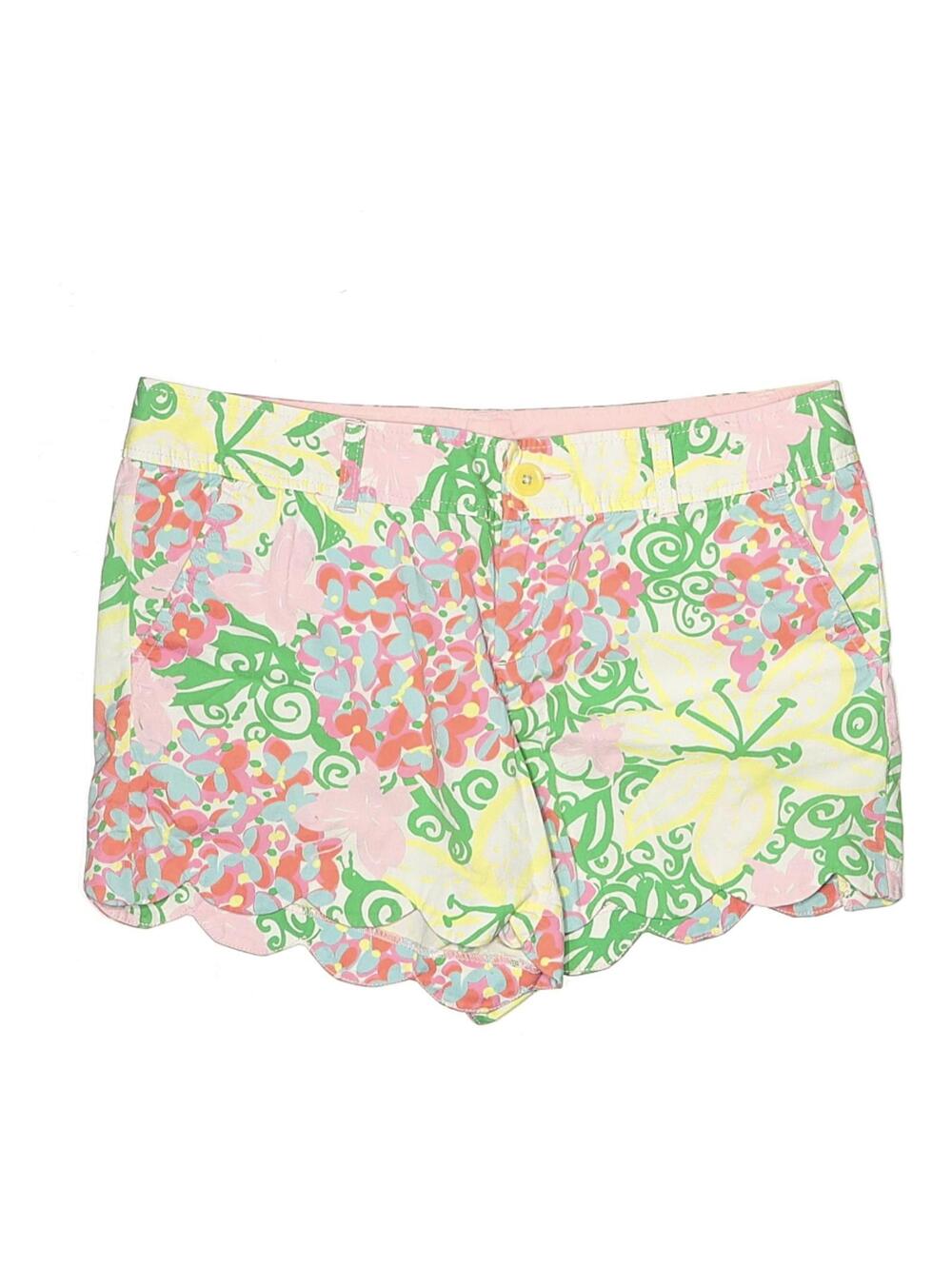 Lilly Pulitzer Size 8 Tropical Print Scalloped Hem Shorts
